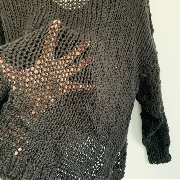 Free People Sunday Shores Black Cotton Open Weave Sweater - Picture 6 of 8